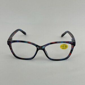 POP Eyewear +2.50 Blue & Red Marble Reading Glasses